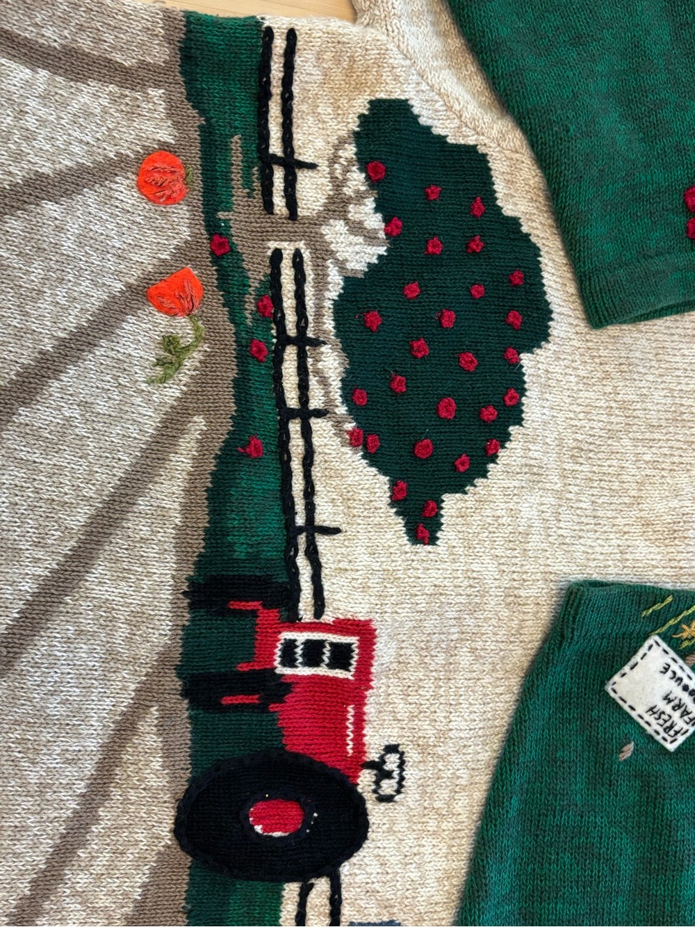 Susan Bristol Vintage 1999 Cat In A Sweater on a Farm!! Fall Autumn Cardigan - Picture 10 of 15